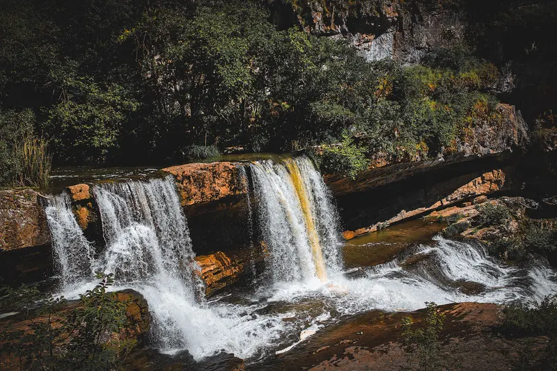 Two of the Mirusha waterfalls dropping into a pool