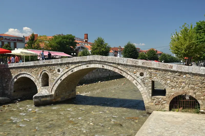 The arched Stone Bridge over the Bistrica river in Prizren
